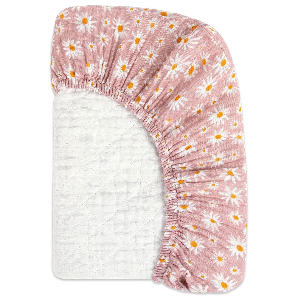 Babyletto Daisy Changing Pad Cover in Pink, , large