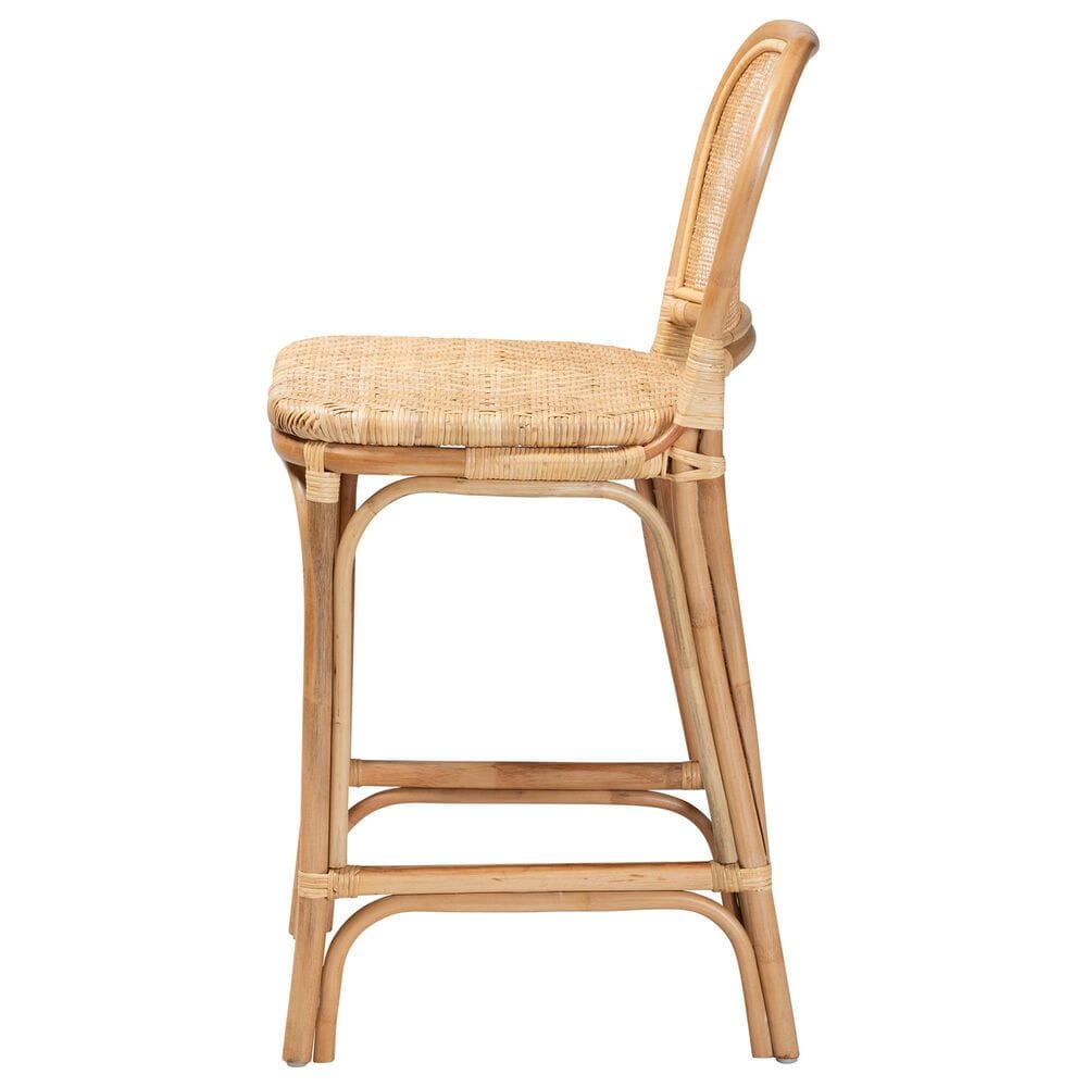 Baxton Studio Adrena Counter Stool in Natural Brown, , large