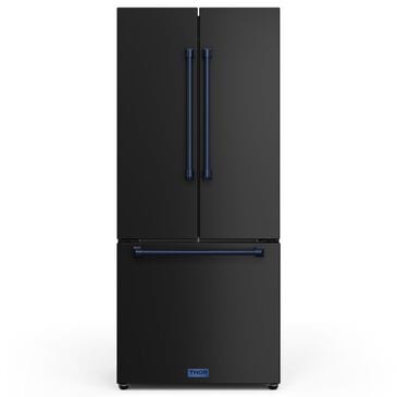 Thor Kitchen Gordon Ramsay 17.5 Cu. Ft. Counter Depth French Door Refrigerator with Navy Blue Handle Kit in Black, , large