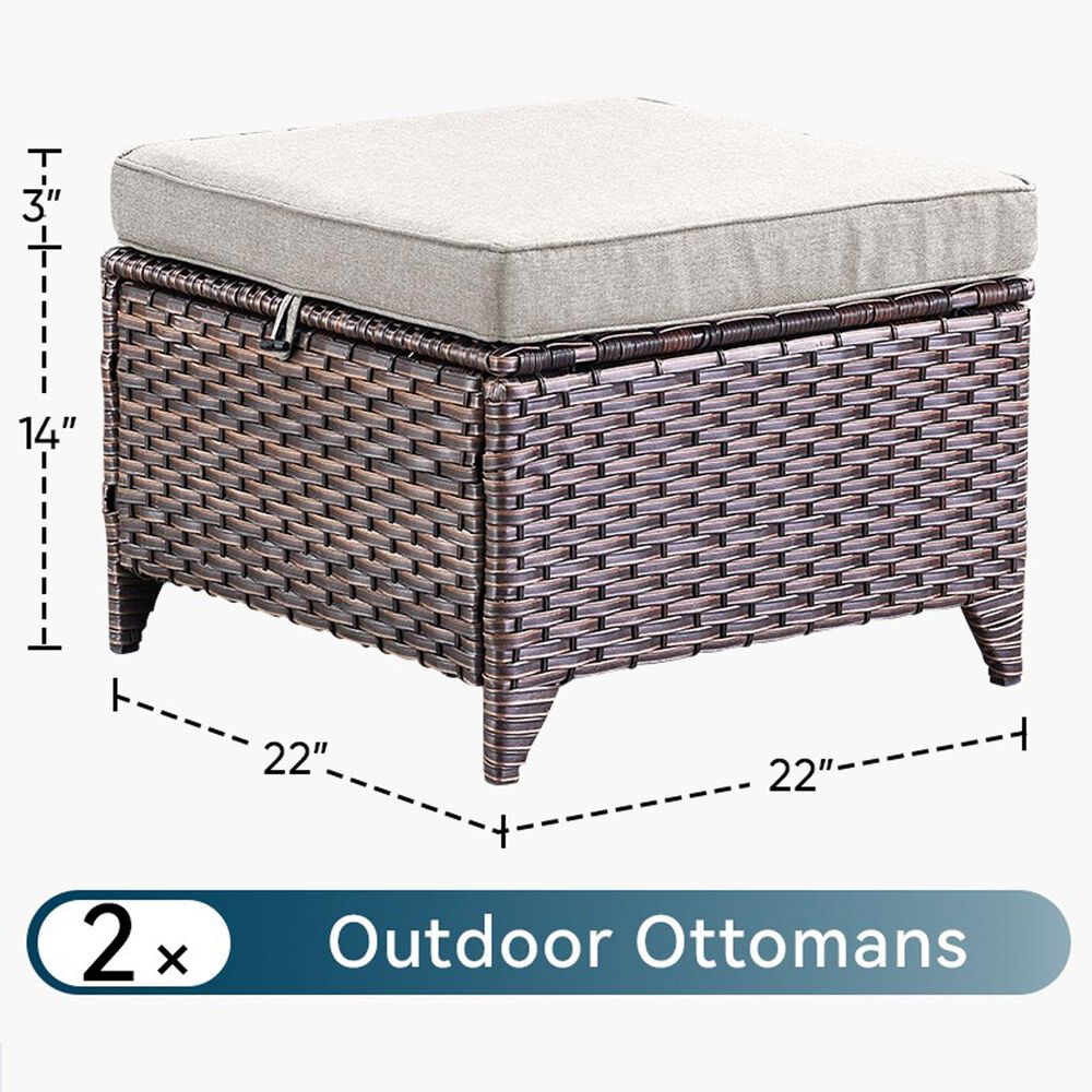 Sunwell Garden Patio Ottoman in Beige (Set of 2), , large