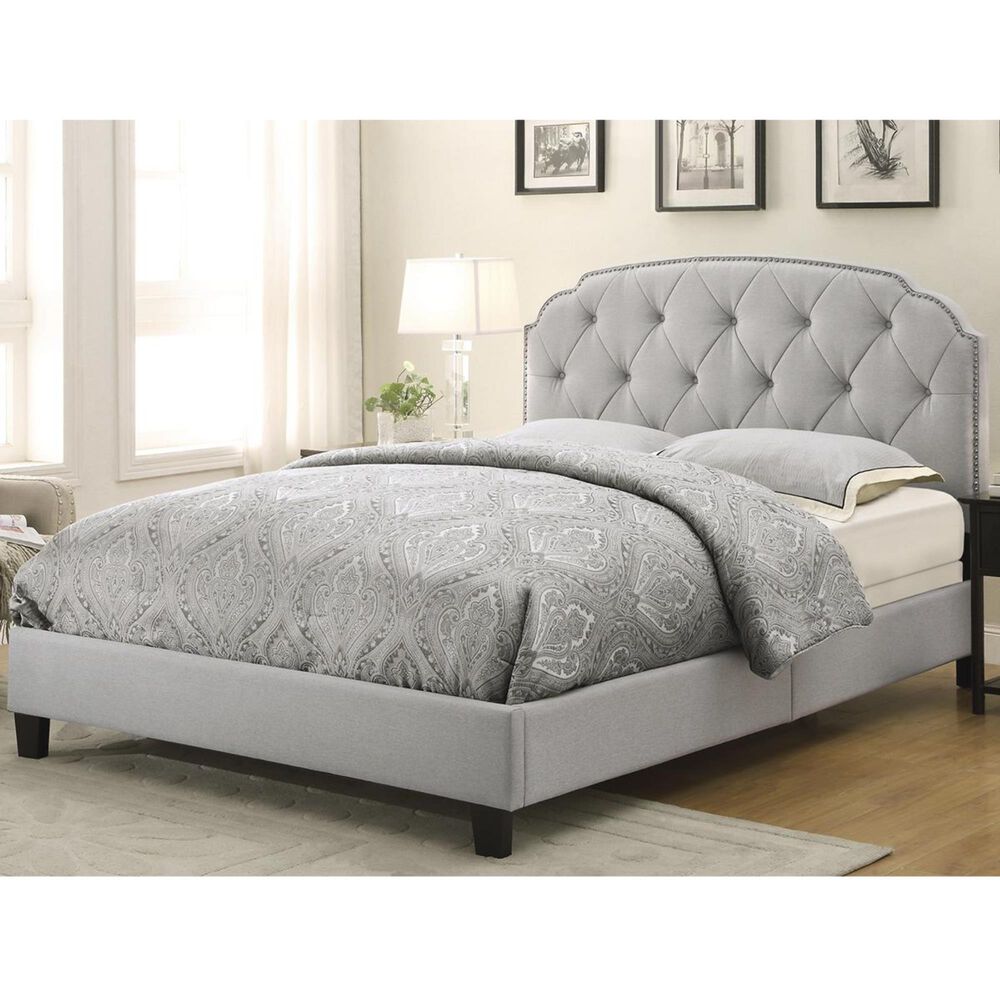 Accentric Approach Accentric Accents Benton Queen Upholstered All-In-One Bed in Grey, , large