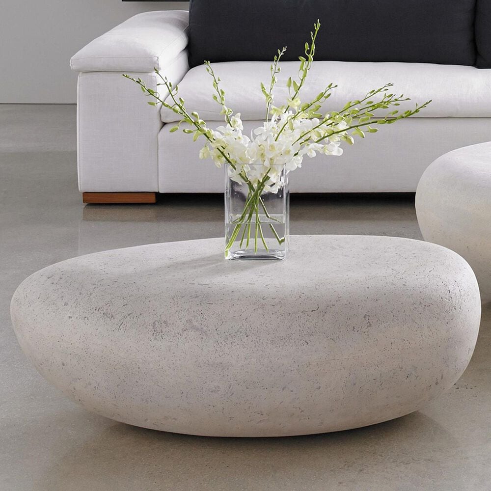 Phillips Collection River Stone Small Patio Coffee Table in Roman Stone, , large