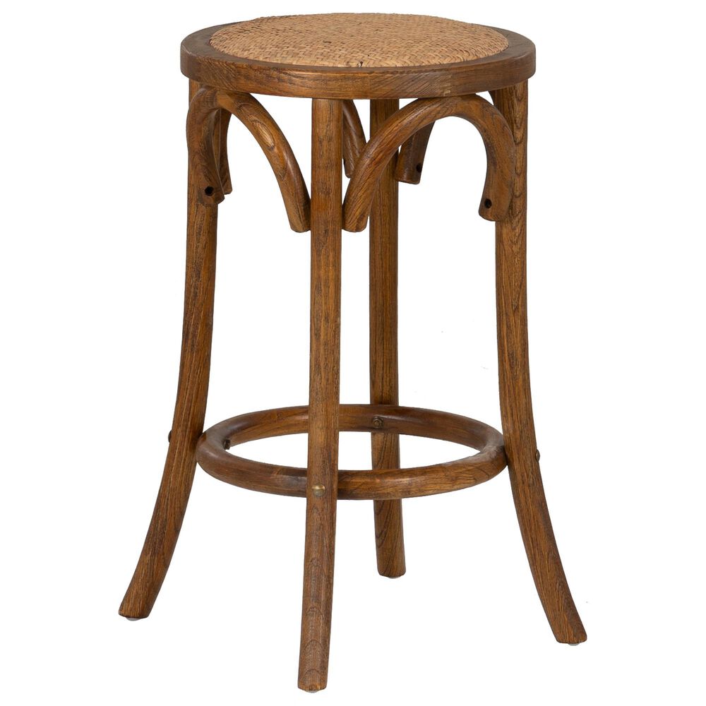 Linon Home Decor Rae Rattan Counter Stool in Rich Walnut, , large