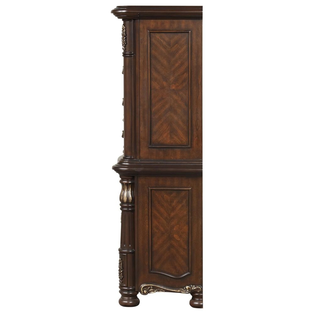 New Heritage Design Bella Note 5-Piece King Sleigh Bedroom Set in Mahogany Brown and Antique Gold, , large