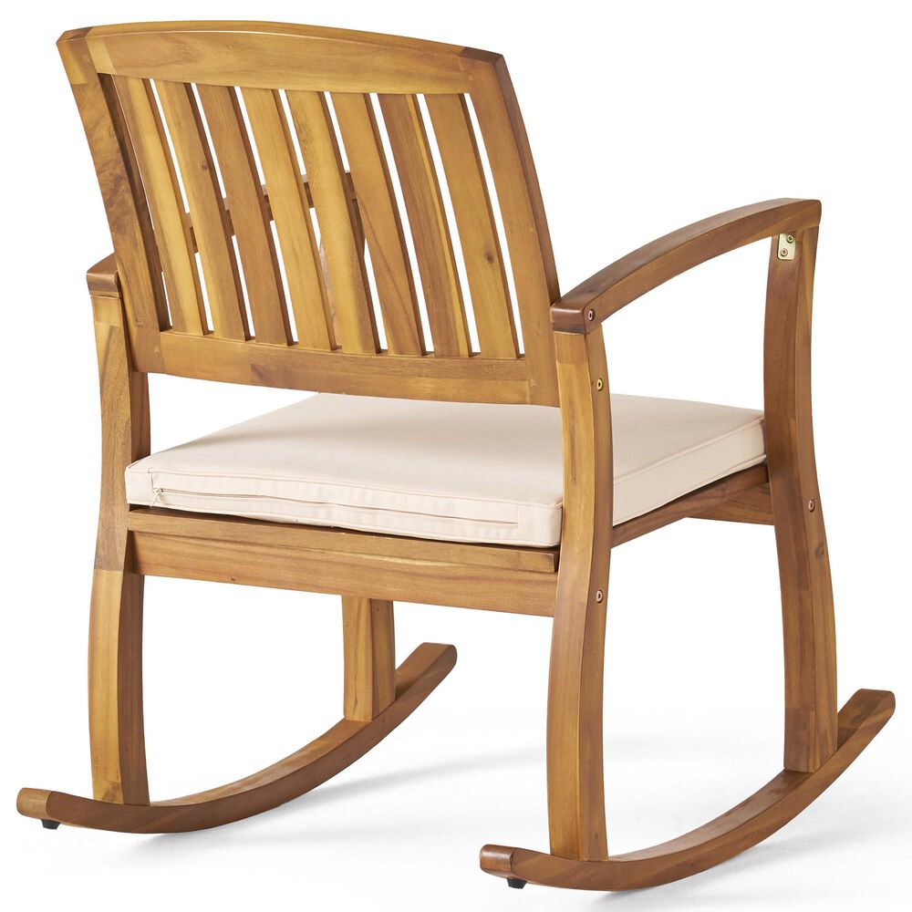 Noble House Selma Patio Rocking Chair in Cream, , large