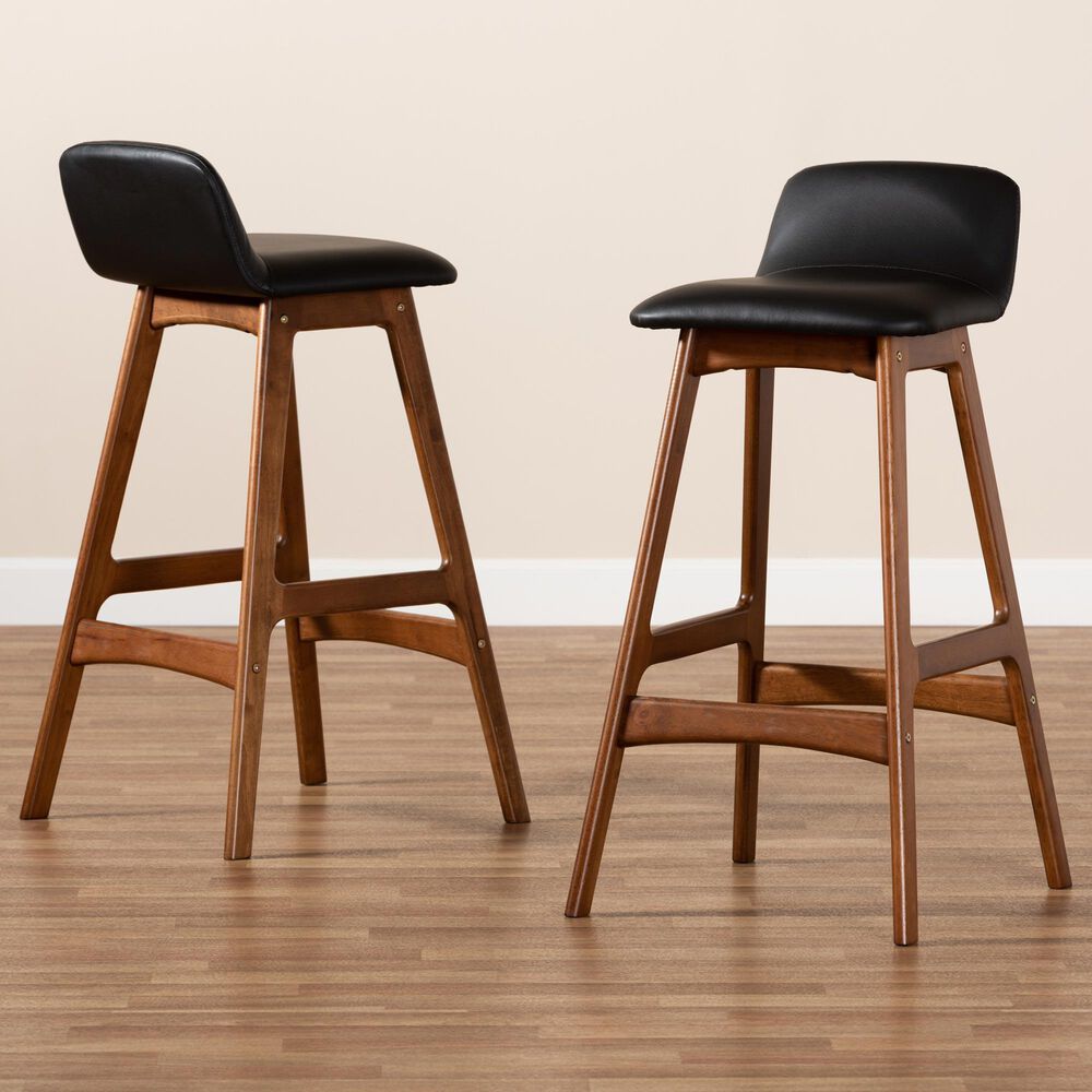 Baxton Studio Darrin Bar Stool in Walnut Brown (Set of 2), , large
