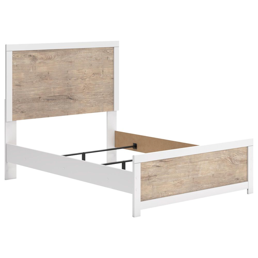 Ashley Charbitt Full Panel Bed in Oak Grain and Matte White, , large