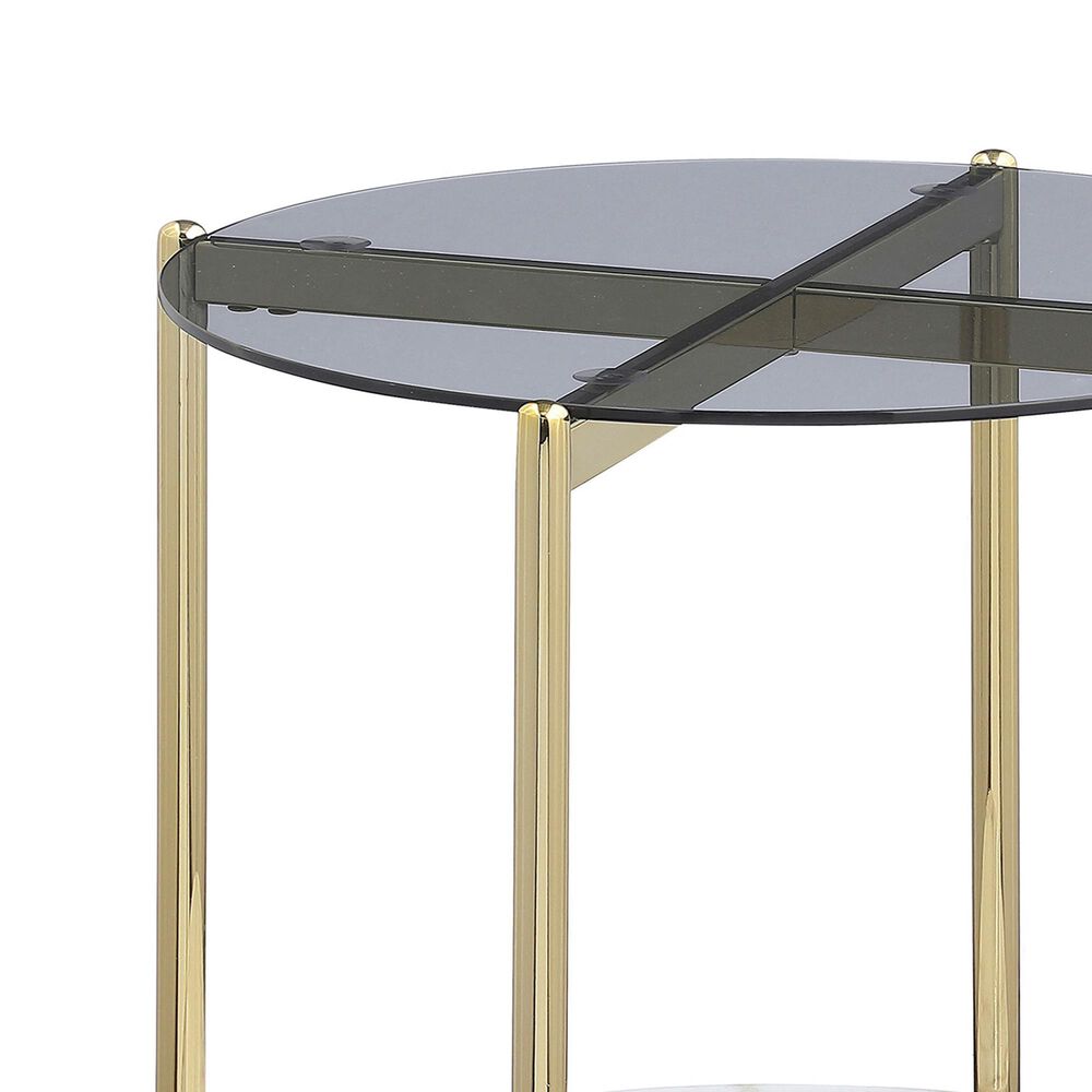Coaster Jonelle End Table in White, Gold and Smoke Gray, , large