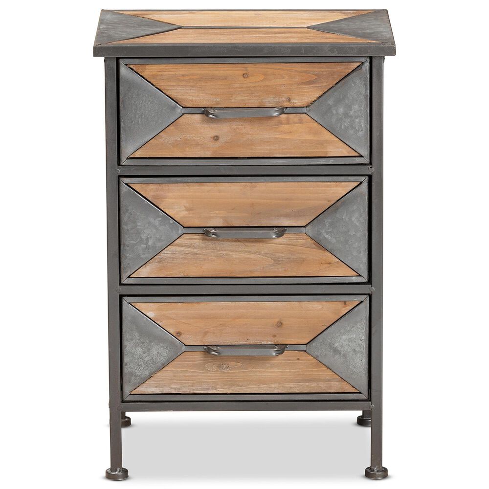 Baxton Studio Laurel 3-Drawer End Table in Whitewashed Oak Brown and Antique Grey, , large