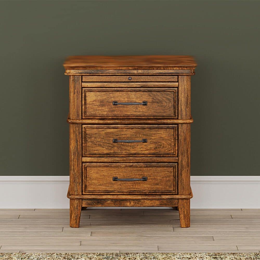 A-America Bandalier Queen Bed with Two Nightstands in Warm Russet, , large