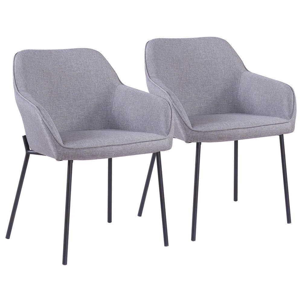 LumiSource Daniella Arm Chair with Grey Cushion in Black (Set of 2), , large