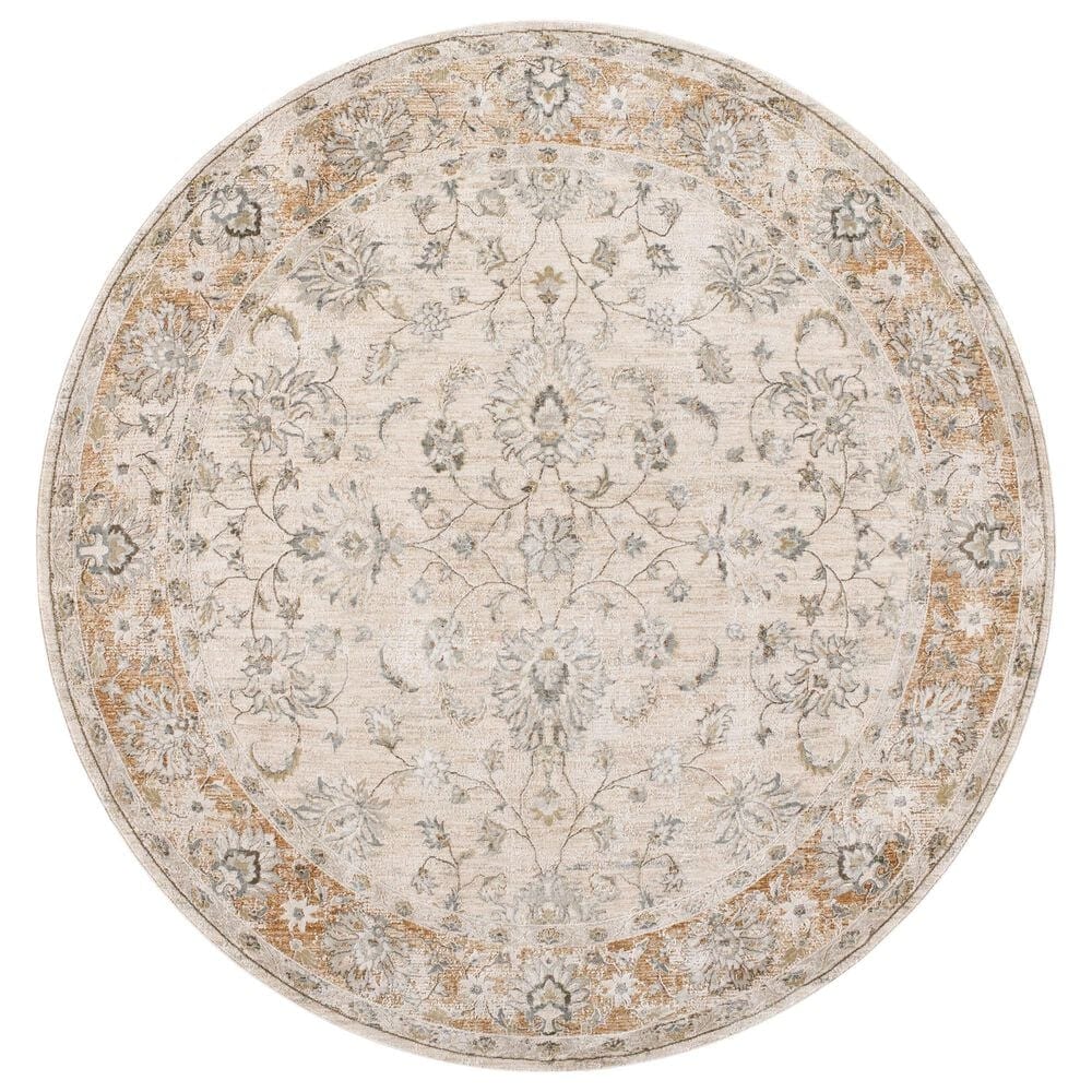 Surya Brunswick Light Gray, Cream, Medium Brown, Light Brown, Charcoal and Mustard 5"3" Round Area Rug, , large