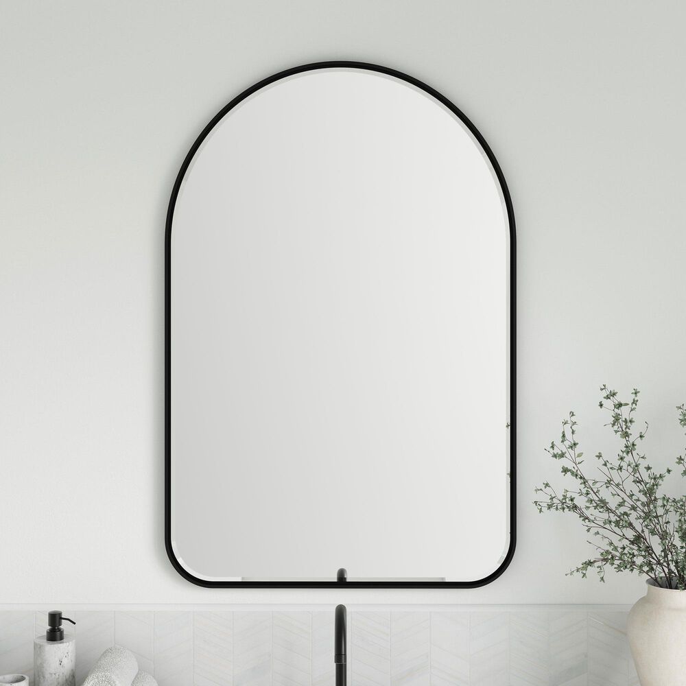 James Martin Rohe 24&quot; Arched Mirror in Matte Black, , large