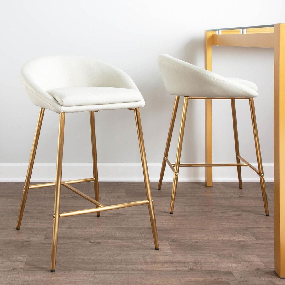 Lumisource Matisse Counter Stool with Cream Cushion in Gold &#40;Set of 2&#41;, , large