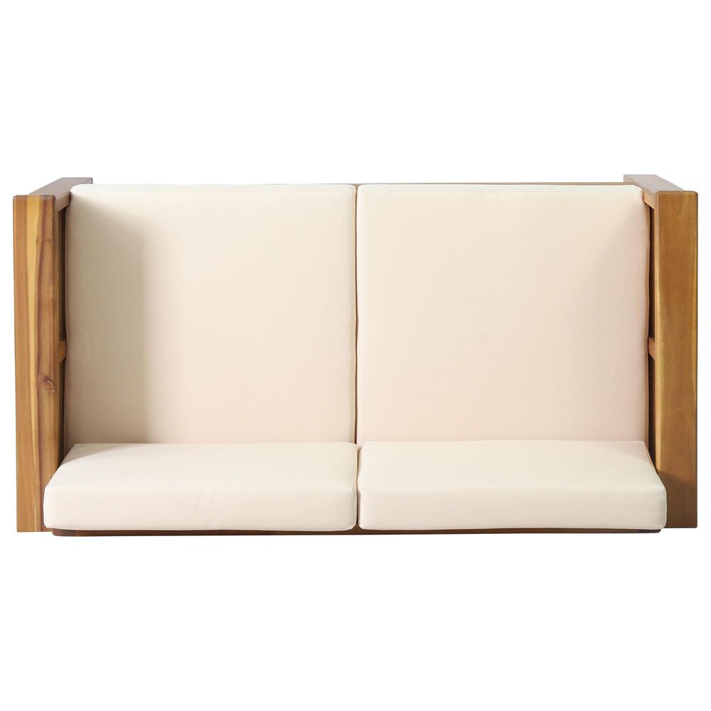 Hearth and Haven 2-Piece Patio Conversation Set with Cream Cushion in Teak, , large