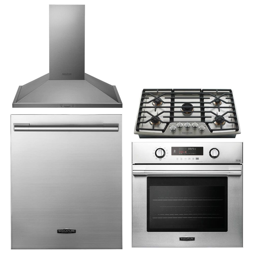 Signature Kitchen Suite 4-Piece Kitchen Package with Gas Cooktop and Pro PowerSteam Dishwasher in Stainless Steel, , large