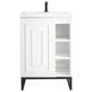 James Martin Vanities Alicante 24" Single Bathroom Vanity in Glossy White and Matte Black with 5 cm White Glossy Resin Top and Rectangular Sink, , large
