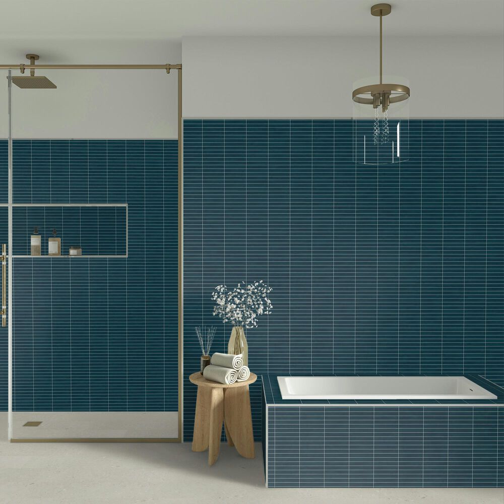 Dal-Tile Artcrafted Tide 1&quot; x 6&quot; Straight Joint on 11.5&quot; x 9.75&quot; Glazed Ceramic Mosaic Sheet, , large