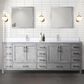 Lexora Home Jacques 84" Double Bathroom Vanity in Distressed Grey with 2 cm White Quartz Top and Rectangular Sinks, , large