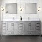 Lexora Home Jacques 84" Double Bathroom Vanity in Distressed Grey with 2 cm White Quartz Top and Rectangular Sinks, , large