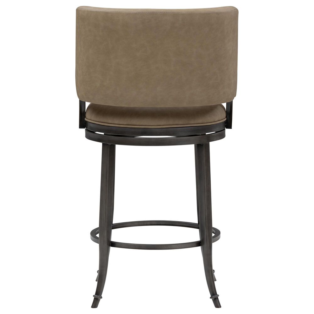 Armen Living Torres Counter Height Stool with Mushroom Brown Upholstery in Antique Pewter, , large
