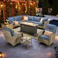 HOMLUX 11-Piece Outdoor Modular Sofa Conversation Set in Denim Blue, , large