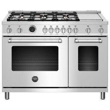Bertazzoni Master 48" Dual Fuel Range with 6-Burner in Stainless Steel, , large
