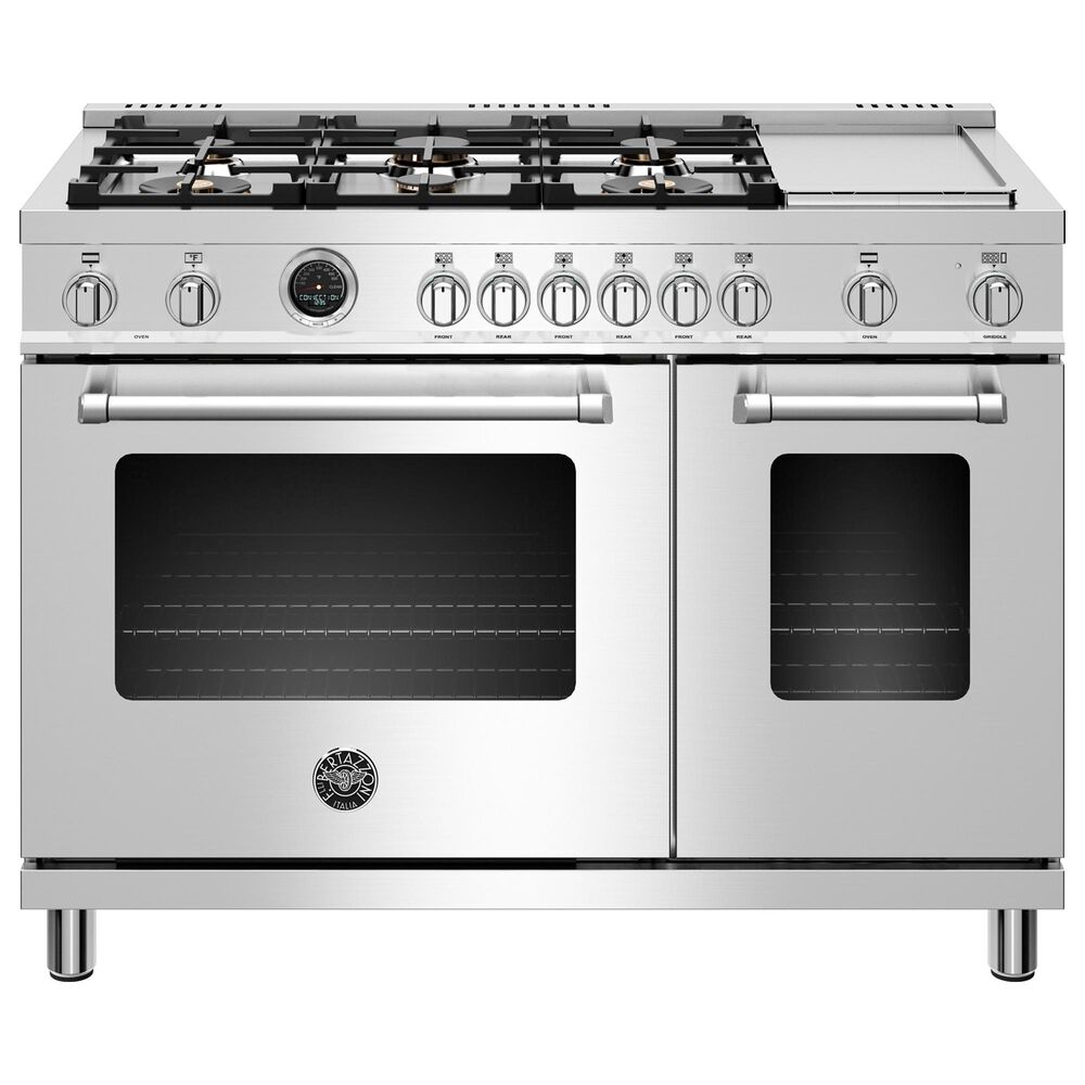 Bertazzoni Master 48" Dual Fuel Range with 6-Burner in Stainless Steel, , large