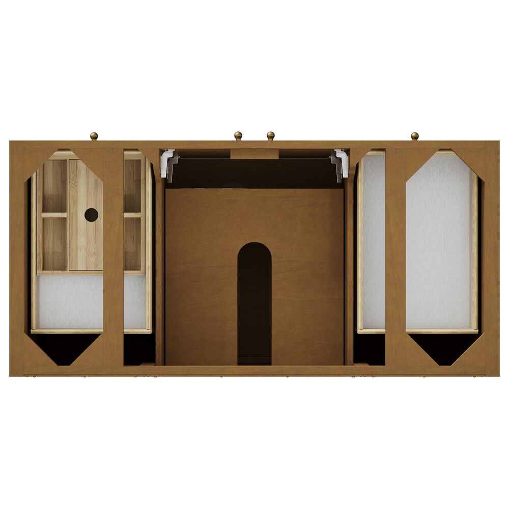 James Martin Hudson 48" Single Bathroom Vanity in Honey Oak with 3 cm Parisien Bleu Silestone Top, Rectangular Sink and FreePower Wireless Charger, , large