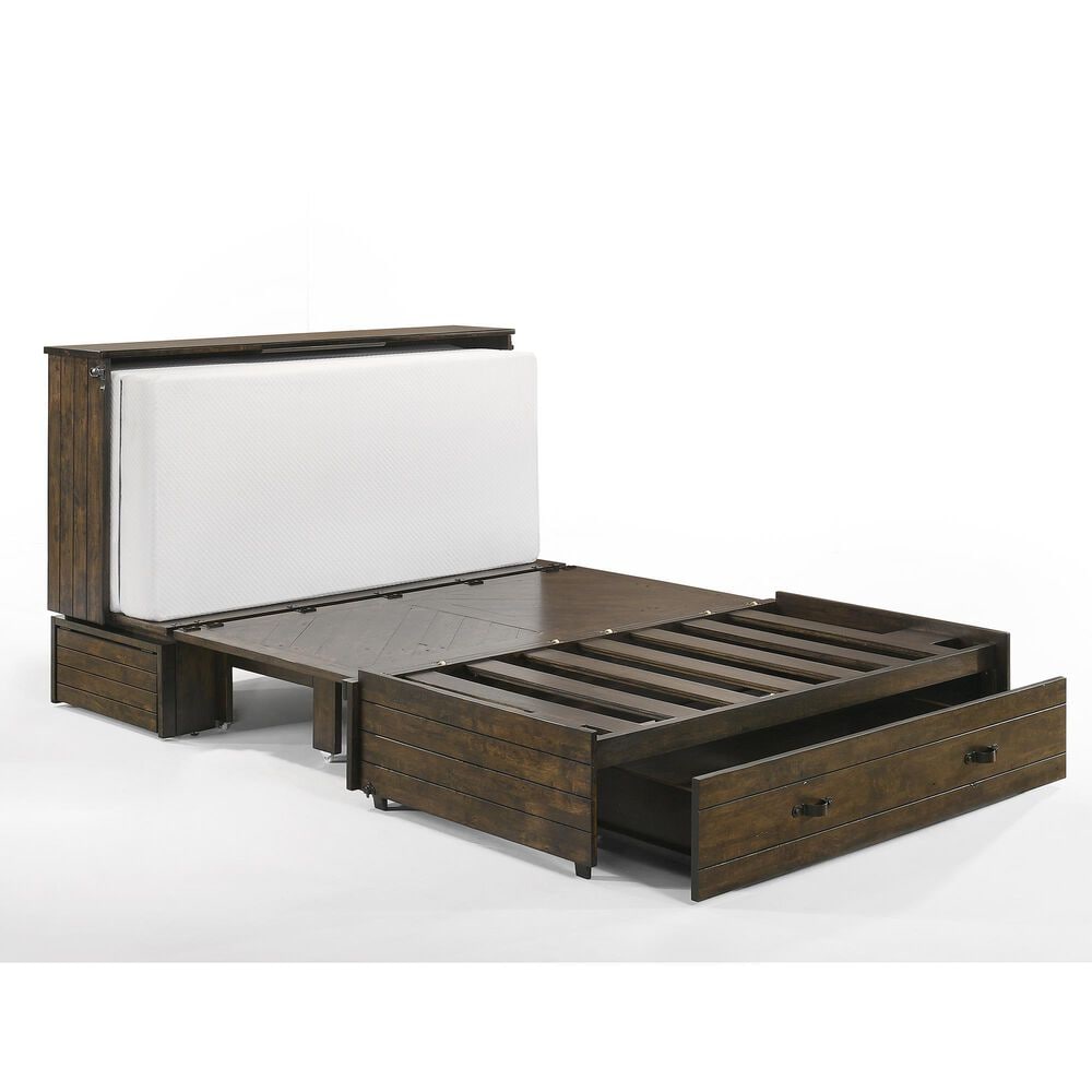 New Day Furniture Ranchero Queen Murphy Cabinet Bed in Wildwood Brown with Mattress, , large