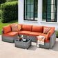 HOMLUX 7-Piece Patio Conversation Set with Grey Wicker in Orange Red, , large