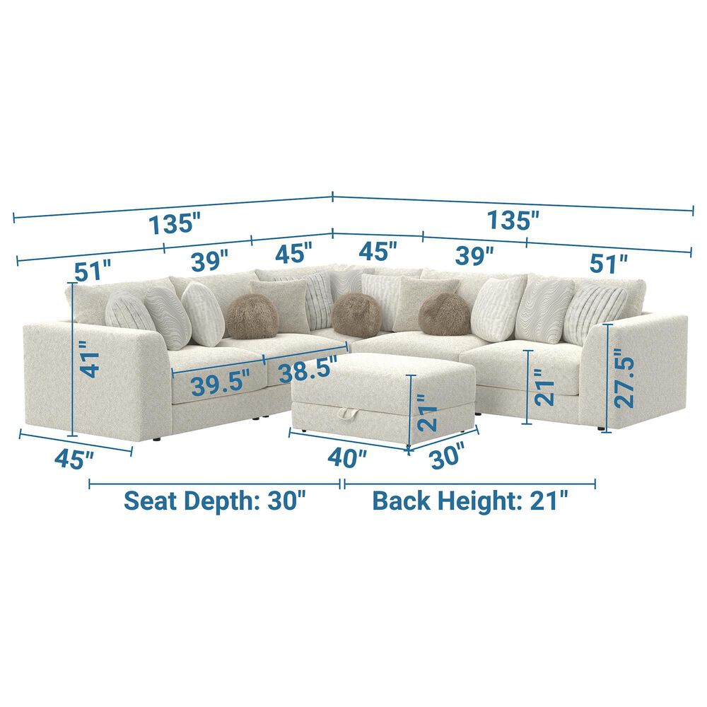 Jackson Furniture Jazzy 5-Piece Sectional in Bone, , large