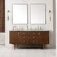 James Martin Vanities Amberly 72" Double Bathroom Vanity in Walnut with 3 cm Carrara White Marble Top and Rectangular Sinks, , large