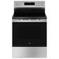 GE Appliances 4-Piece Kitchen Package with 27 Cu. Ft. French Door Refrigerator and 5.3 Cu. Ft. Freestanding Electric Range in Stainless Steel and Black, , large