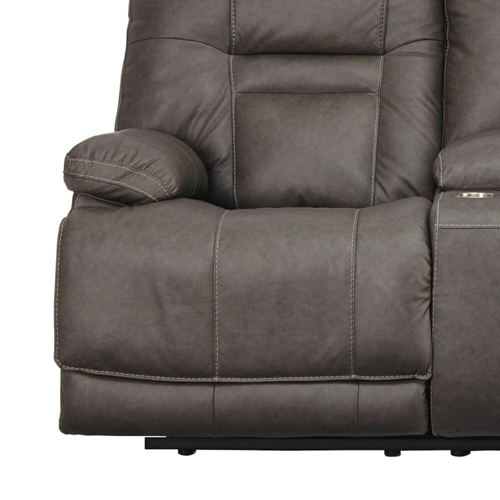 Ashley Wurstrow Power Reclining Console Loveseat with Adjustable Headrest in Smoke, , large