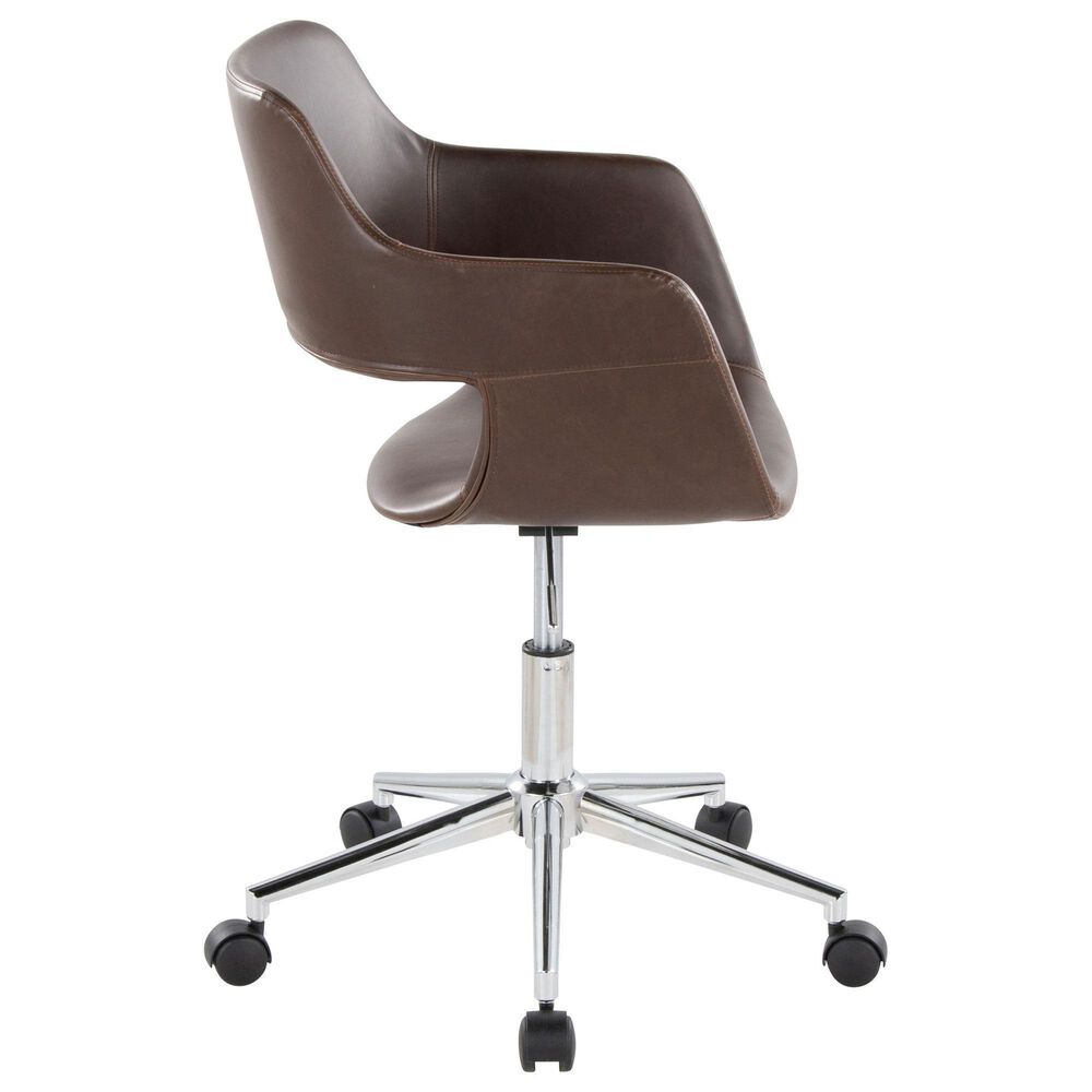 LumiSource Margarite Swivel Task Chair with Espresso Faux Leather Cushion in Chrome, , large