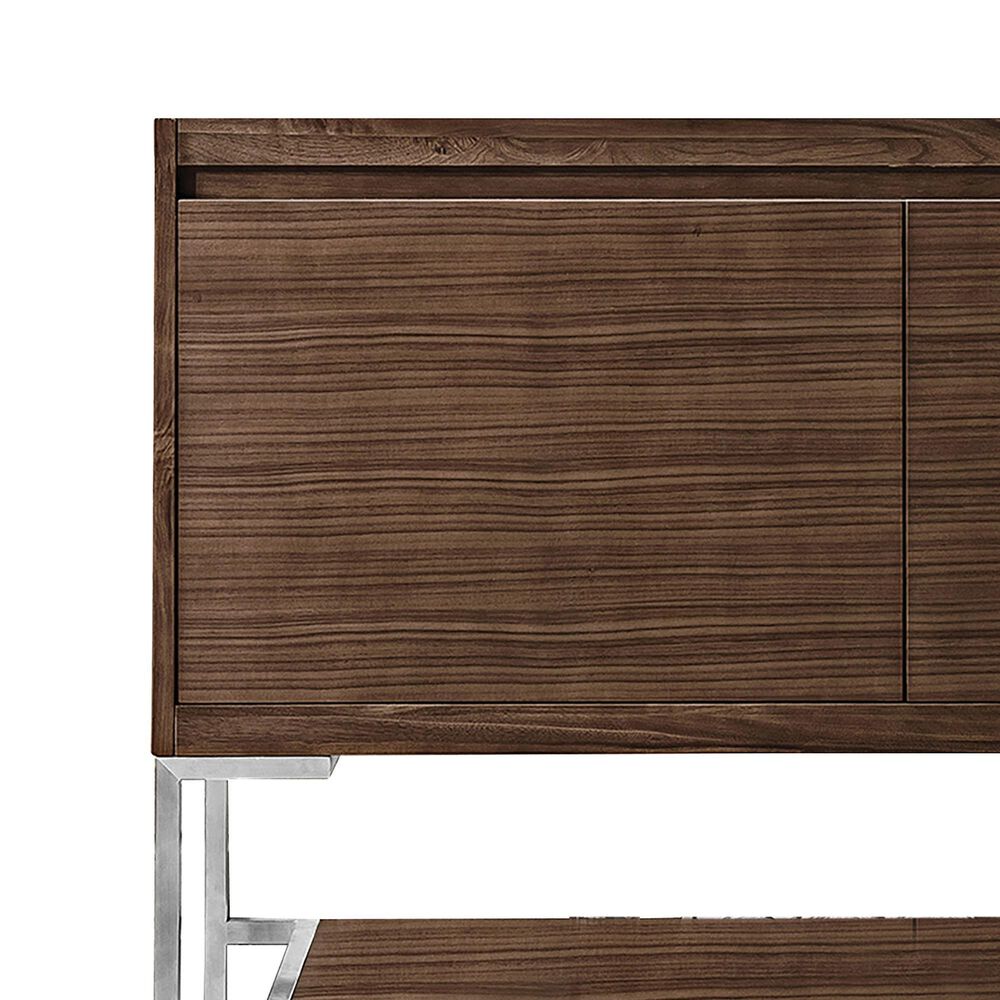 James Martin Vanities Mantova 47.3&quot; Single Bathroom Vanity in Mid-Century Walnut and Brushed Nickel with 1.5 cm Glossy White Composite Stone Top and Rectangular Sink, , large