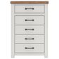 Ashley Savonport 5 Piece King Storage Bedroom Set in White and Brown, , large