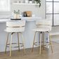 LumiSource Cinch 26" Swivel Counter Stool with Cream Upholstery in Gold (Set of 2), , large