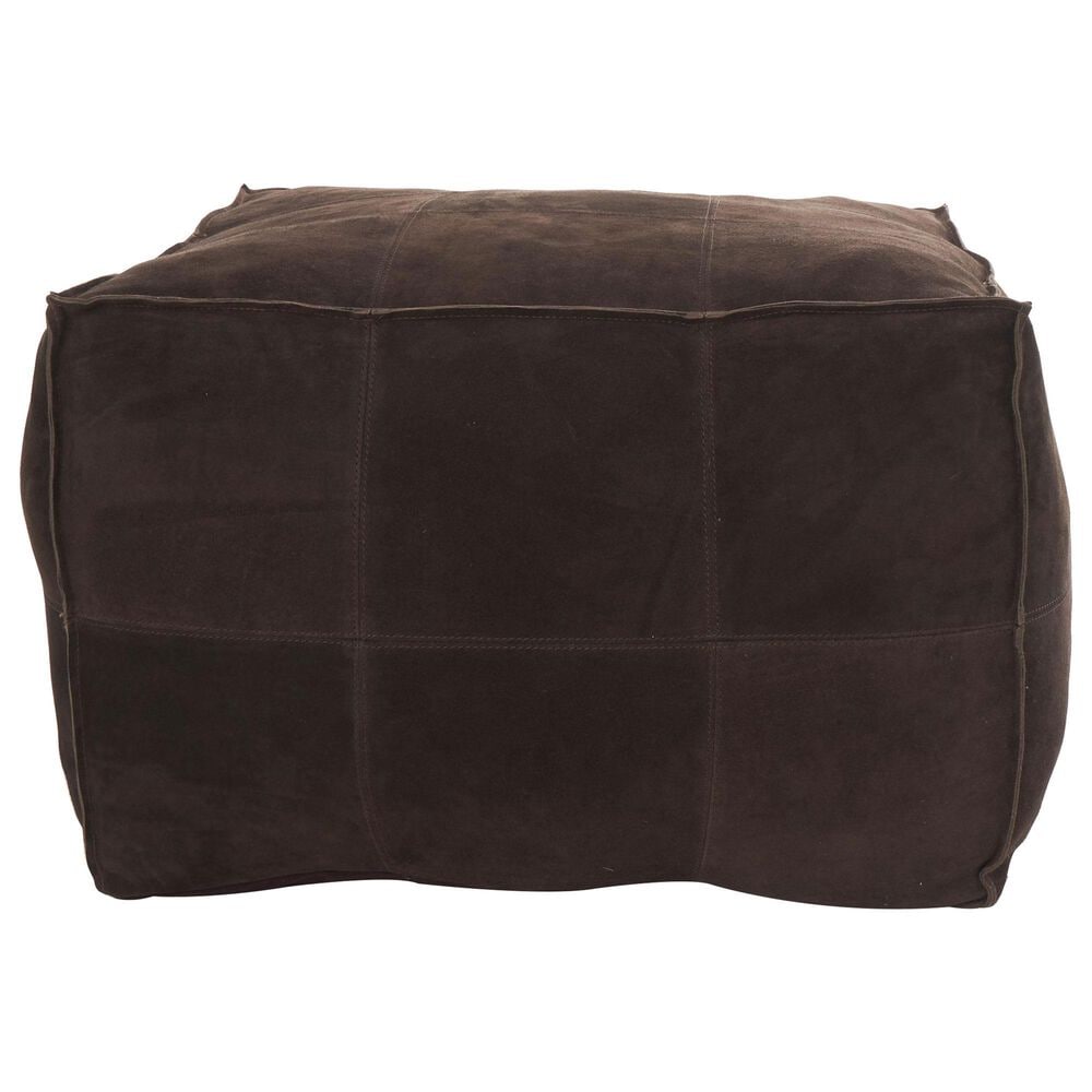 Maple and Jade 28&quot; Low Profile Square Stuffed Pouf in Dark Brown, , large