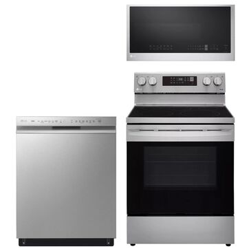LG 3-Piece Kitchen Package with 2.0 Cu. Ft. Microwave and Electric Range in Print Proof Stainless Steel, , large