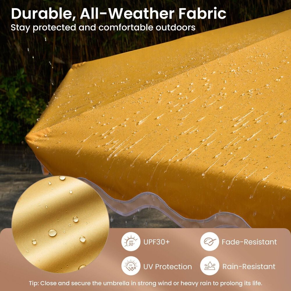 HOMLUX 10' Patio Umbrella with Lights in Yellow, , large