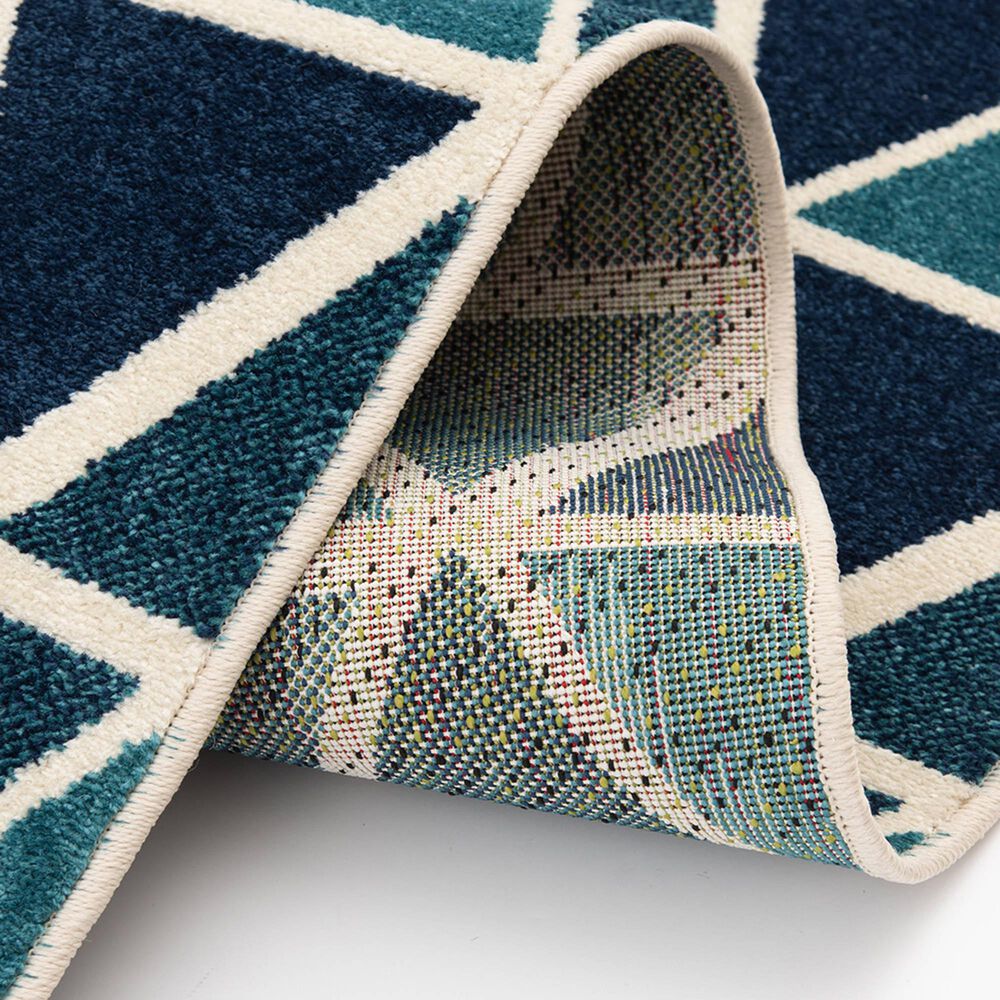 Central Oriental Terrace Tropic Isocele 2346NQ58EC.084 5&#39; x 7&#39;3&quot; Snow and Turquoise Area Rug, , large