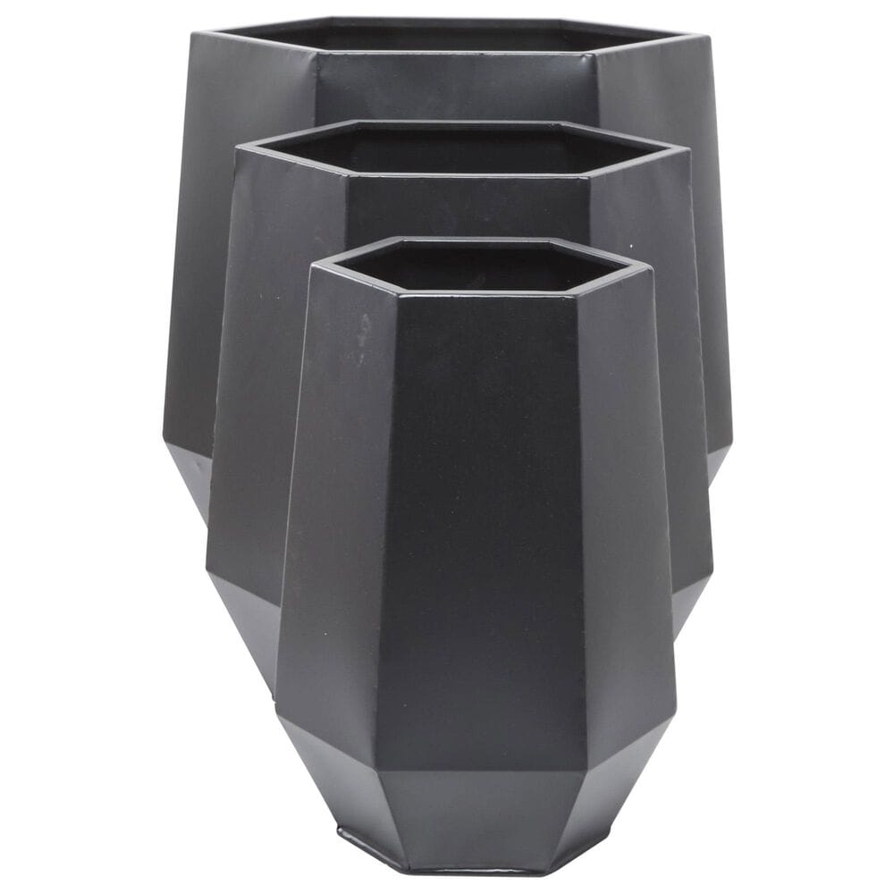 Maple and Jade Hexagon Planter in Matte Black &#40;Set of 2&#41;, , large