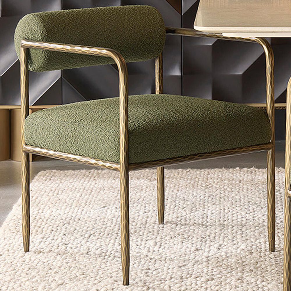 Club Collection By Sunpan Ajani Arm Chair with Copenhagen Olive Cushion in Antique Brass, , large