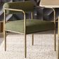 Club Collection By Sunpan Ajani Arm Chair with Copenhagen Olive Cushion in Antique Brass, , large