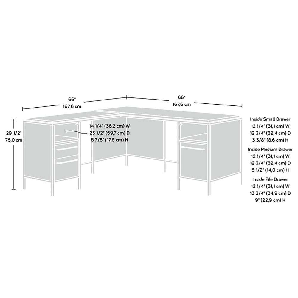 Sauder Nova Loft LShaped Desk in Grand Walnut and Black Shop NFM