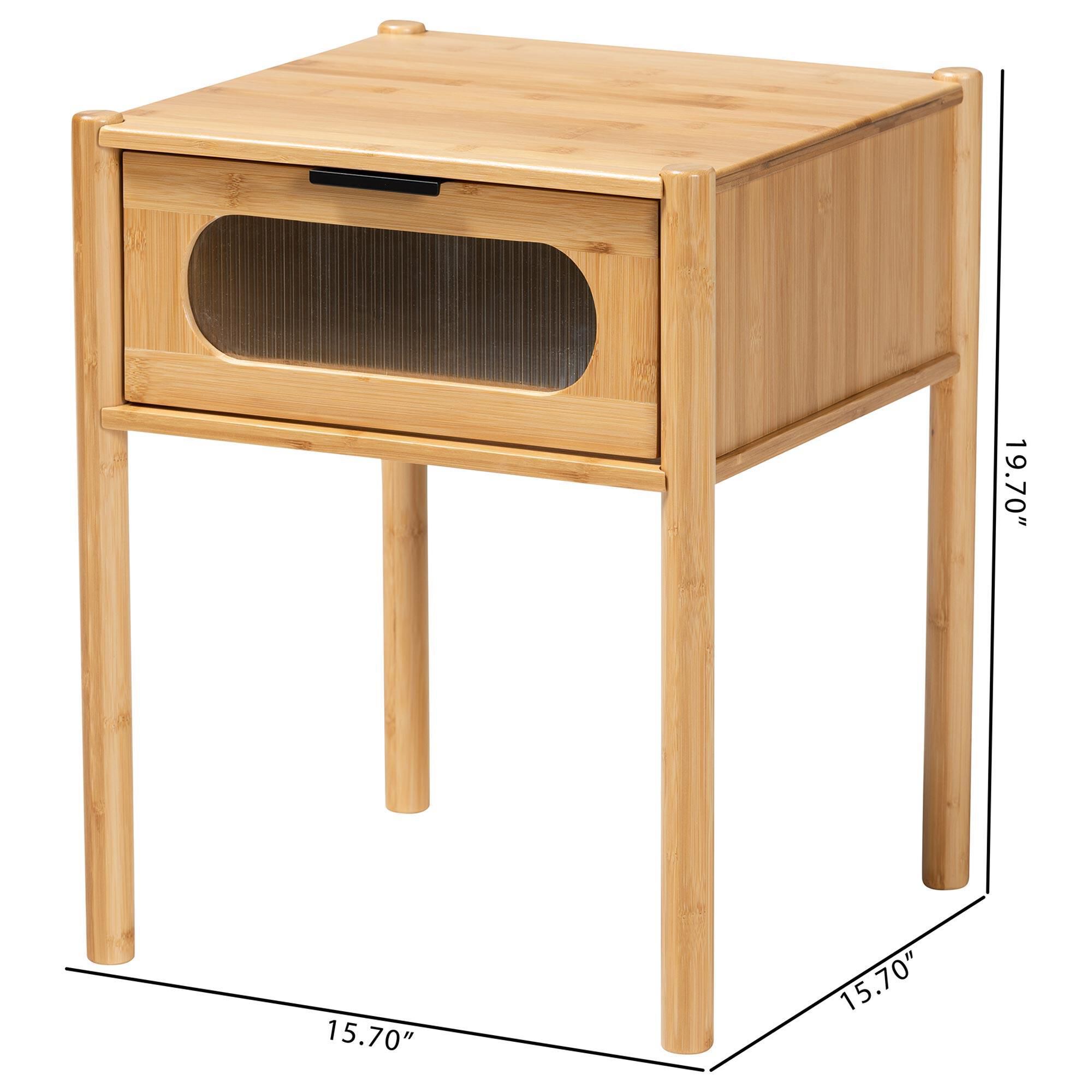 Baxton Studio Naresh 1-Drawer End Table in Natural Brown