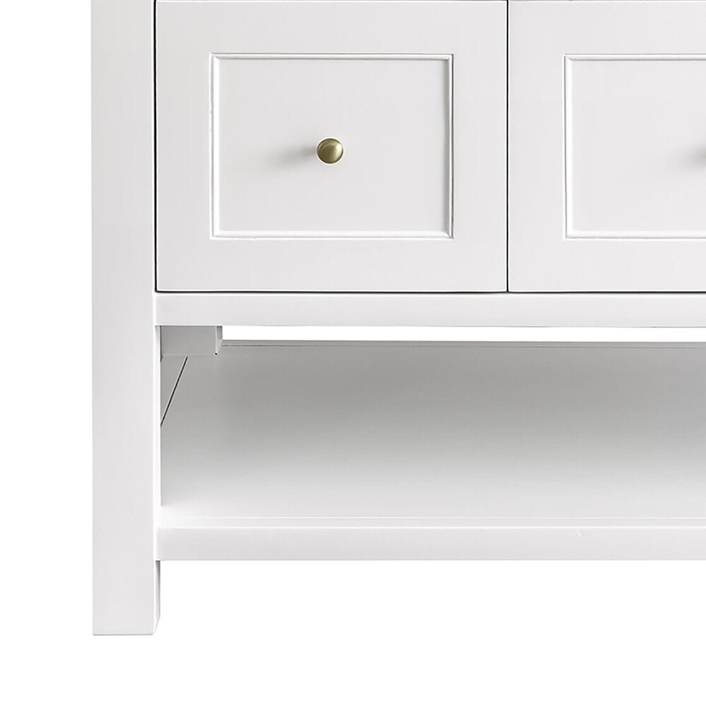 James Martin Breckenridge 48&quot; Single Bathroom Vanity in Bright White with 3 cm Carrara White Marble Top and Rectangular Sink, , large