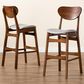 Baxton Studio Katya Bar Stool with Grey Cushion in Walnut Brown (Set of 2), , large